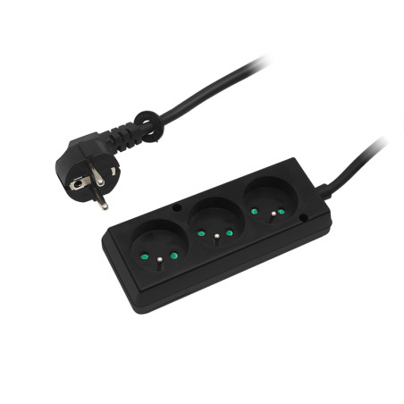 4806 - Förlängningssladd ps-370 med 3 uttag med jord 3m svart 3x1,5mm