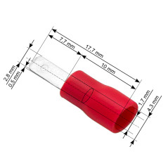 43-028- Isolerad platt manlig kontakt 2,8/0,5 röd
