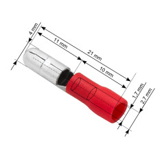 43-044- Isolerad kontakt 4,0/21mm röd