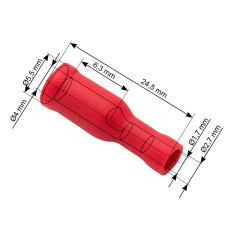43-048- Isolerad kontakt 4,0/24,5mm röd