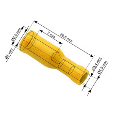 43-051- Isolerad kontakt 5,0/24,5mm gult