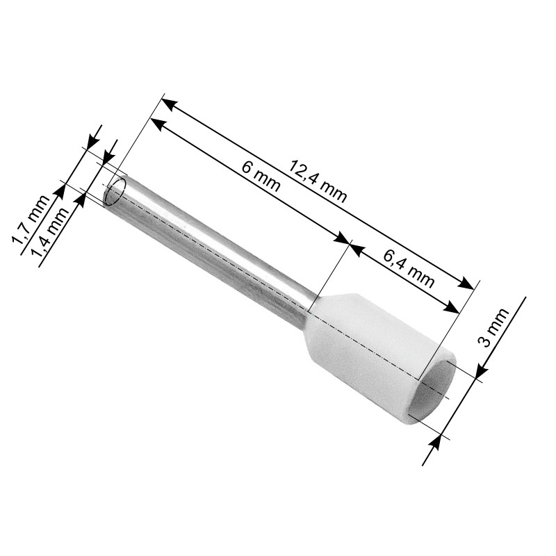 43-069- Isolerad kontakt hylsa 1,0/6 vit