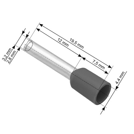 43-080- Isolerad kontakt med hylsa 4,0/12 grå