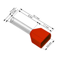 43-085- Isolerad kontakt med hylsa 2x1,0/8 röd