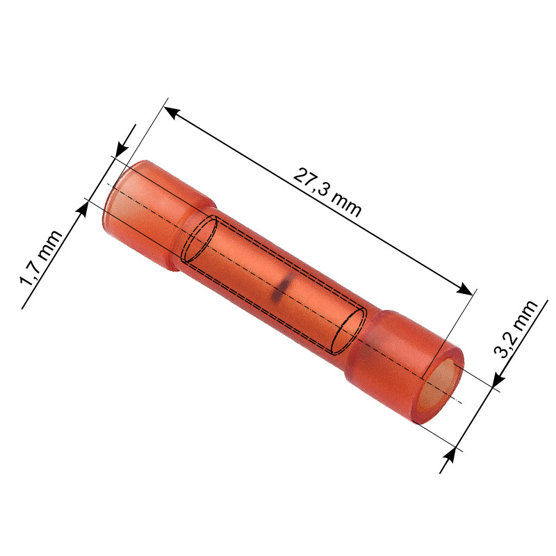 43-091- Isolerad anslutningskontakt 27,3/3,2/1,7 röd