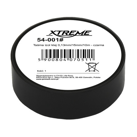 54-001- Isolerande klisterremsa 0,13mm/15mm/10m - svart