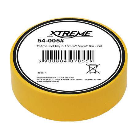 54-005- Isolerande klisterremsa 0,13mm/15mm/10m - gul