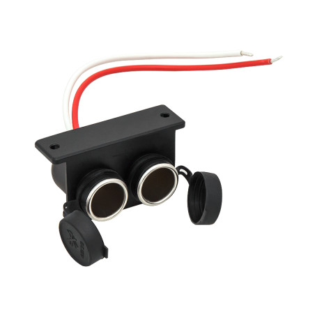 97-876- Biltändaruttag 2x vattentät 12/24v montering på plan yta