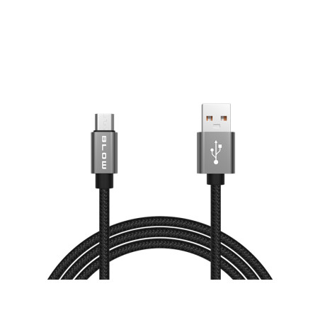 66-081- USB-kabel A till micro B 1,5m flätad metall blister