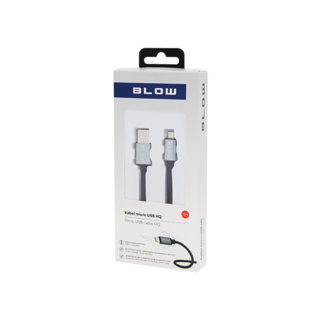 66-081- USB-kabel A till micro B 1,5m flätad metall blister