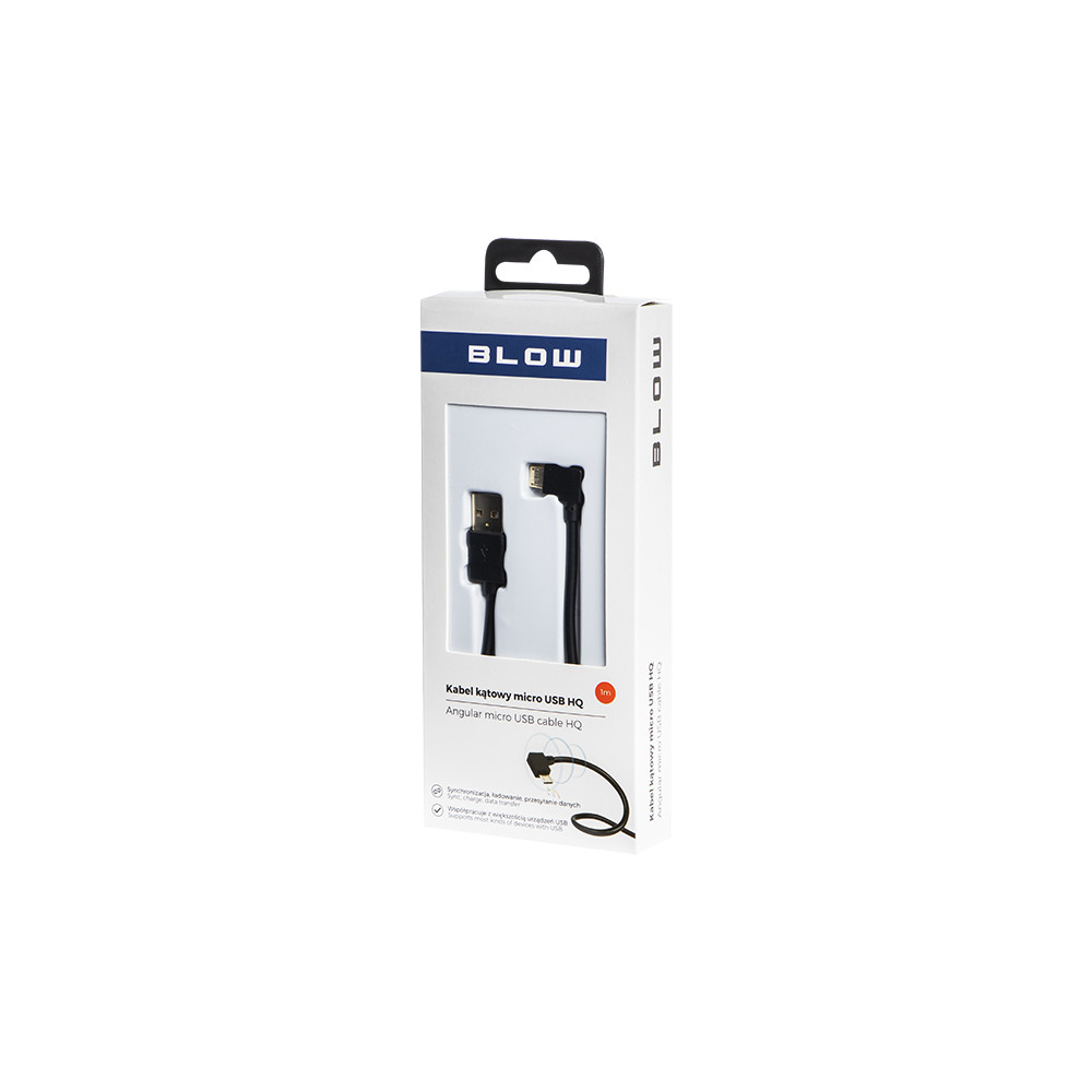 66-090- USB A - Micro B anslutning 1,0m vinklad svart guld blister 66-090- USB A - Micro B anslutning 1,0m vinklad svart guld blister
