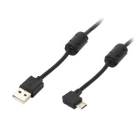 66-090- Przyłącze usb a - micro b 1,0m kątowe czarne gold blister