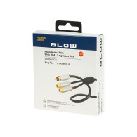 91-230- RCA-grenuttag: hane-2 hona metall med 15 cm kabel