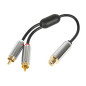 91-231- RCA-splitter: hane-2-kontakt metall med 15 cm kabel