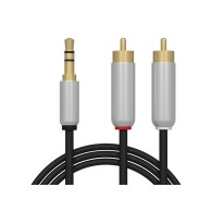91-291- Przyłącze wtyk 3,5st-2xrca 2,5m metal