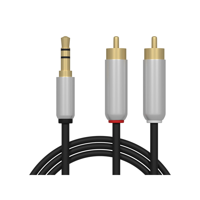 91-291- Anslutning kontakt 3,5 mm - 2xRCA 2,5 m metall