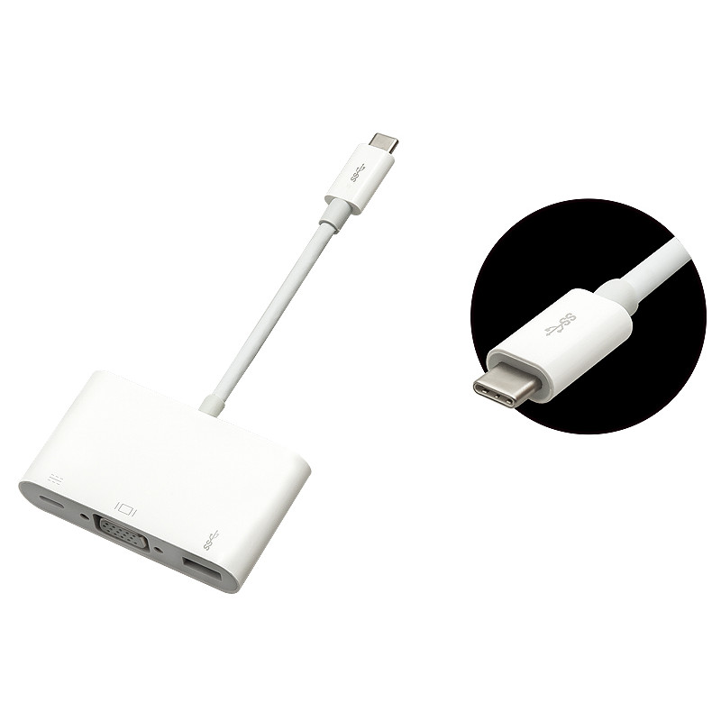 76-102- Adapter USB-kontakt till USB-C 3.1 - VGA-uttag + mikro USB-strömuttag 10 cm