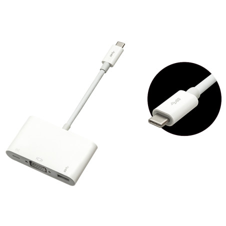 76-102- Adapter USB-kontakt till USB-C 3.1 - VGA-uttag + mikro USB-strömuttag 10 cm