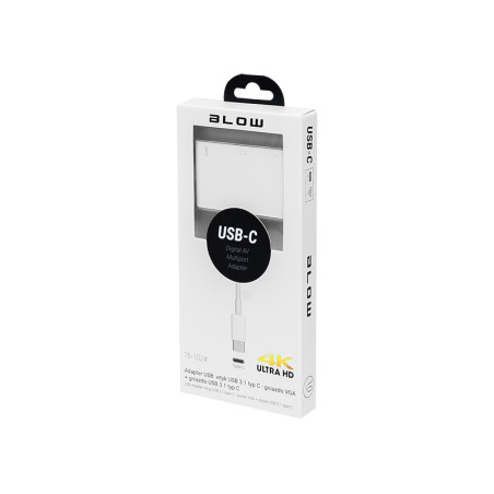 76-102- Adapter USB-kontakt till USB-C 3.1 - VGA-uttag + mikro USB-strömuttag 10 cm
