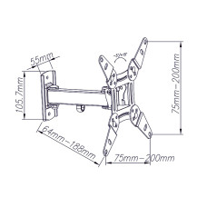 76-853- TV LCD-fäste HQ 13'-42' typ X med ledledning