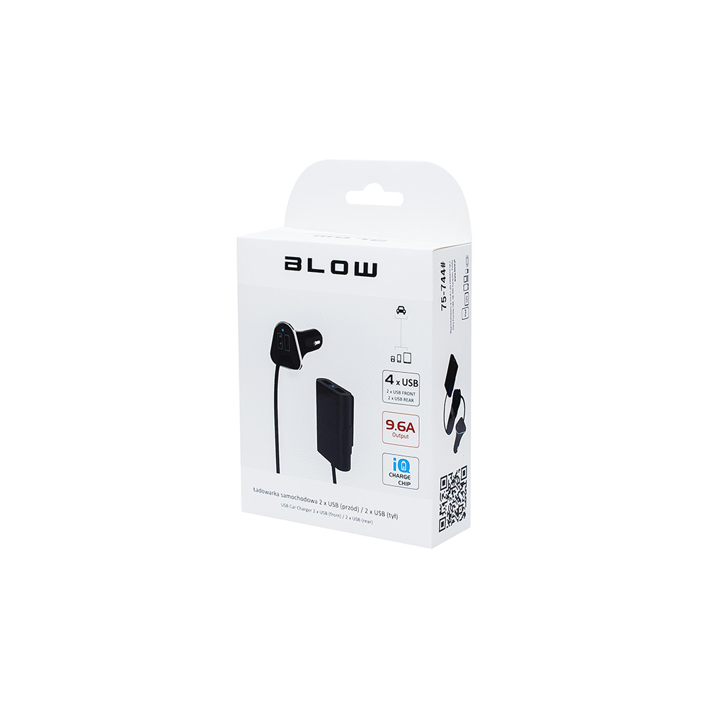 75-744- Bil laddare med 4 USB-uttag, 9,6 A. 75-744- Bil laddare med 4 USB-uttag, 9,6 A.