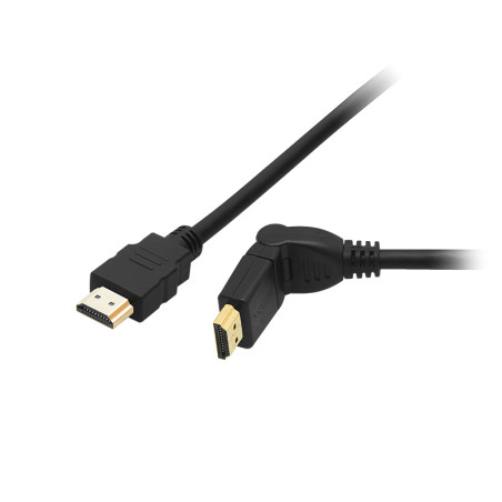 92-653- HDMI-HDMI-anslutning svart vinklad 3m skruvad