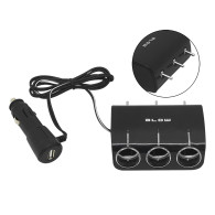 96-878- Rozgałęźnik zapalniczki samochodowej 1xwtyk/3xgniazdo+usb cs-34 z przełącznikami + kabel'