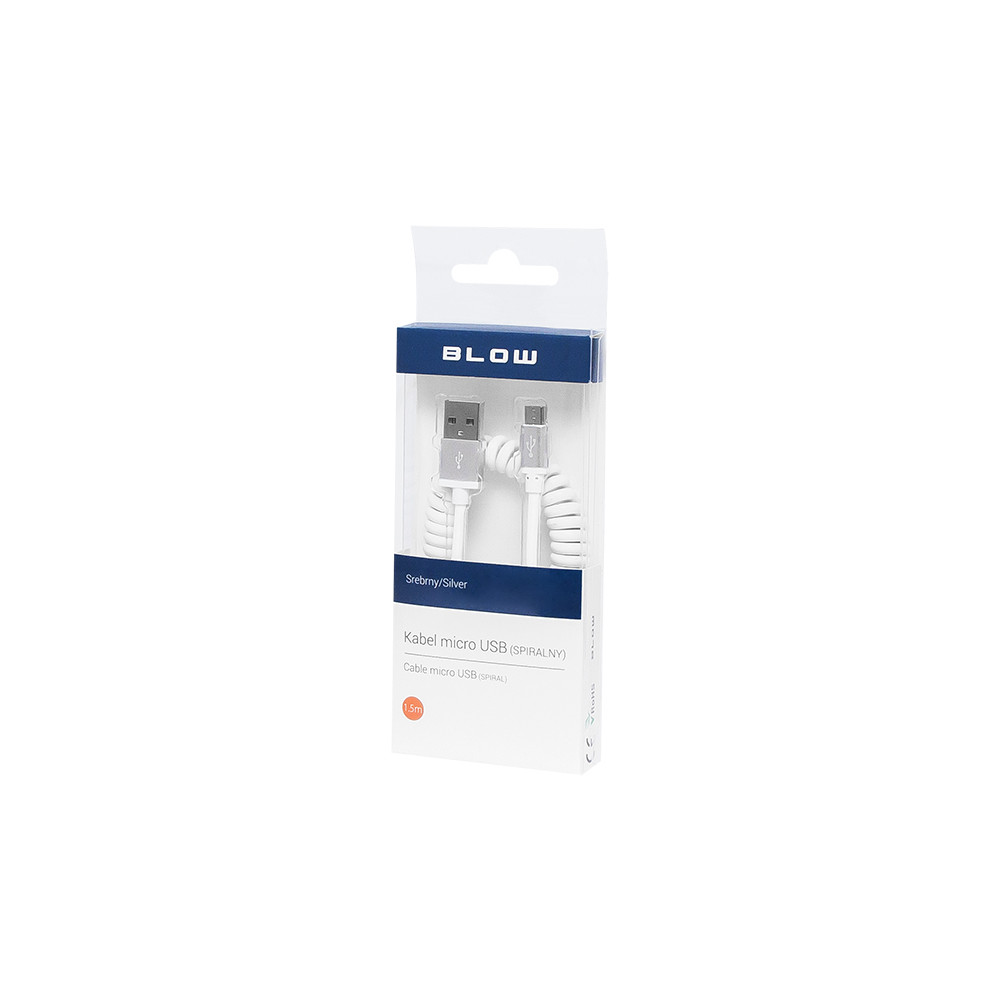 66-104- USB A - Micro B anslutning 1,5m spiral silver blister 66-104- USB A - Micro B anslutning 1,5m spiral silver blister