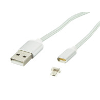 66-106- Przyłącze usb a - micro b 1,0m magnetyczny srebrny blister`