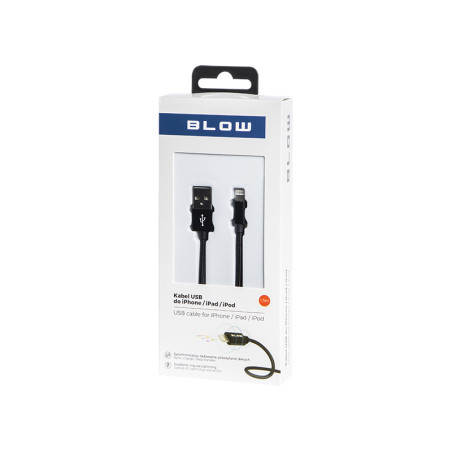 66-109- USB-kabel A till iPhone 1,5m flätad mantel blister