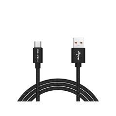 66-112- USB-kabel A till micro B 2,0m svart flätad blister
