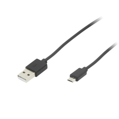 66-113- USB A till Micro B anslutningskabel 1m svart HQ hängare