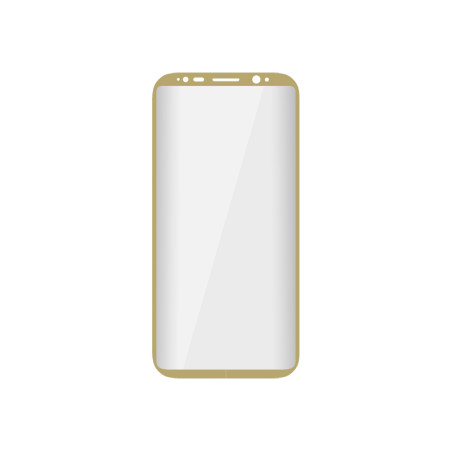 75-272- Härdat 3D-glas för Samsung S8 Plus, guld, böjd guldram.