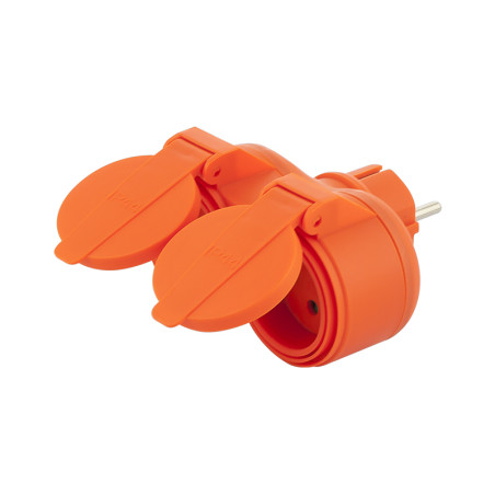 9284 - Förgrening r-270p 2gn ip44 med uttag, rund, orange.