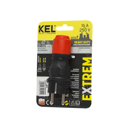 4095 - Kontakt WT-54 rak svart/röd, vattentät IP54.