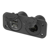 96-893- Gniazdo zapalniczki samochodowej z klapką+2x gniazdo usb 1a, 2,1a