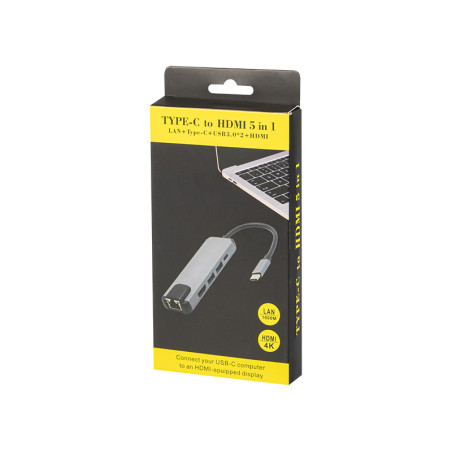 86-060 - USB-C hubb med nätverkskort RJ45 + HDMI K-03