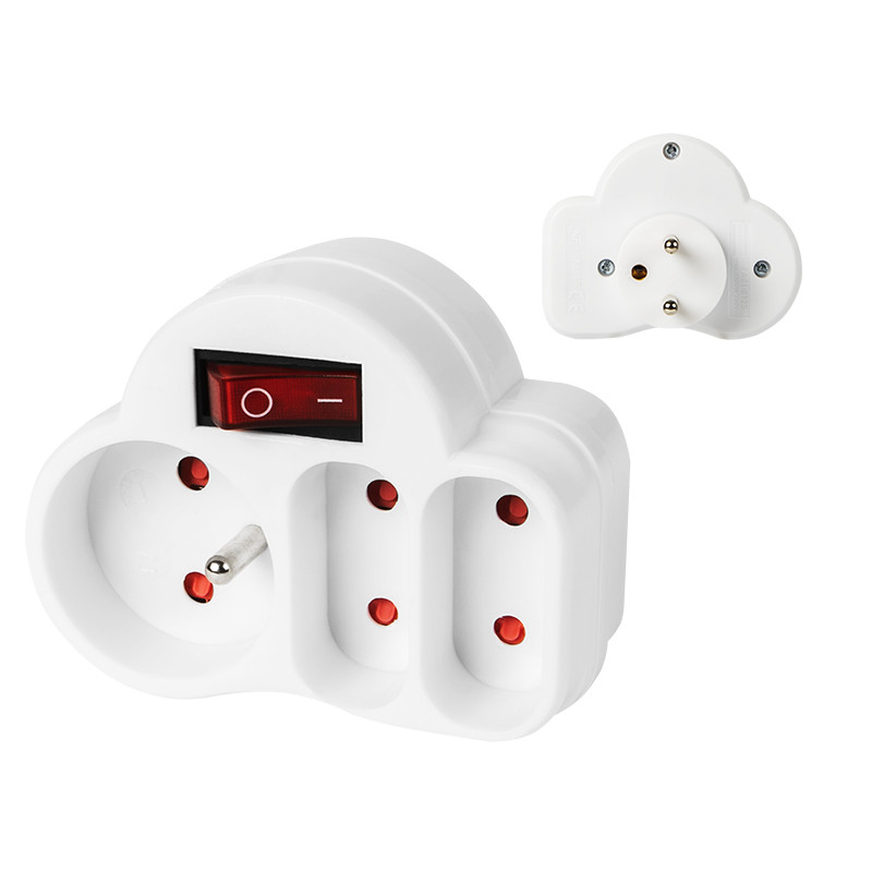 2409- Grenuttag r-12ws med 3 uttag och strömbrytare