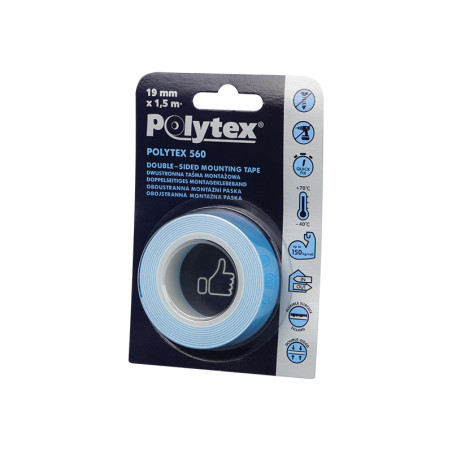 2910 - Dubbelsidig monteringstejp 19mmx1,50m polytex 560