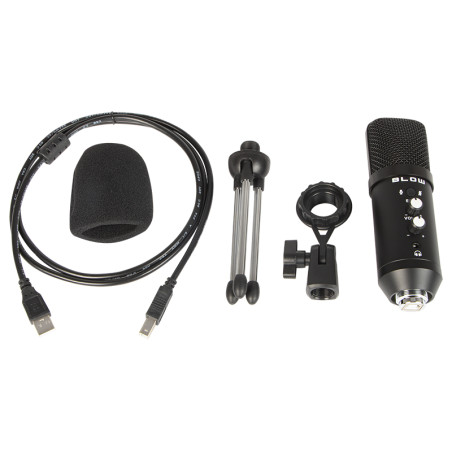 33-051- Studiomikrofon med tripodställ och vindskydd