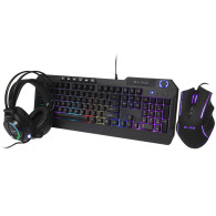 84-218- Tangentbord+mus med LED-bakgrundsbelysning cybergud hörlurar