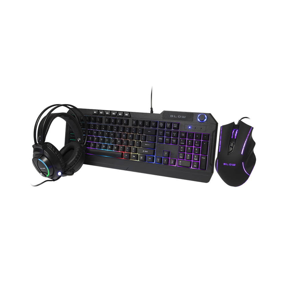 84-218- Tangentbord+mus med LED-bakgrundsbelysning cybergud hörlurar