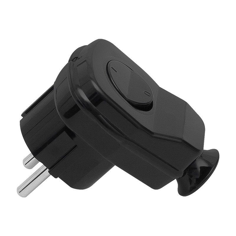 2594- Svart vinklad kontakt wt-16u/łk med strömbrytare