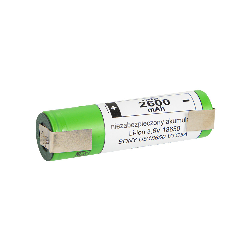 85-598- Batteri 18650 li-ion 2st 2600mah plattor 3,6v sony/murata + låda