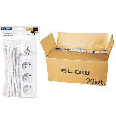 98-513 - Nätkabelanslutning PR-370P 3-uttag med jordning 5m vit 3x1,5mm förpackning