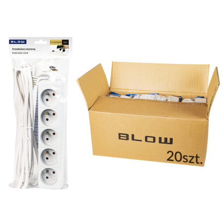 98-519- Nätdelar förlängare pr-570p 5-uttag med jordning 5m vit 3x1,5mm förpackning