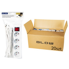 98-536 - Förlängningssladd pr-470wsp 4-uttag med jordning + strömbrytare 5m vit 3x1,5mm förpackning