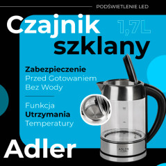 AD 1247 Glasvattenkokare 1,7 l med temperaturreglering.