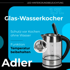 AD 1247 Glasvattenkokare 1,7 l med temperaturreglering.