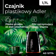 AD 1277 svart plastvattenkokare 1,7 l